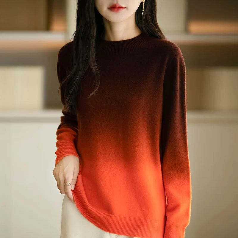 “Women’s Gradient Wool Mock-Collar Sweater”