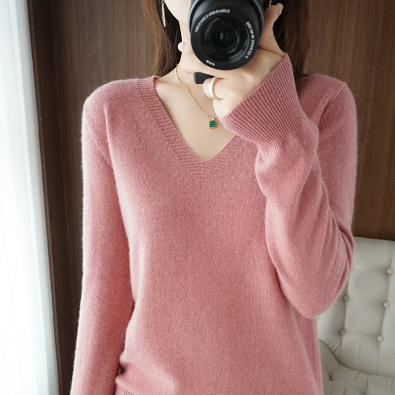 “Women’s Cashmere V-Neck Sweater”