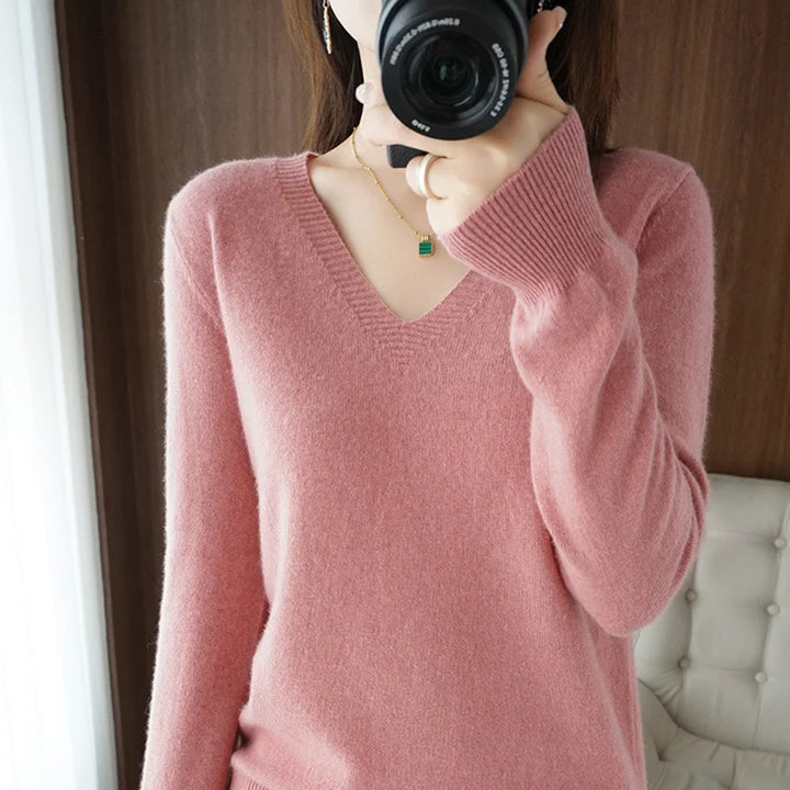 “Women’s Cashmere V-Neck Sweater”