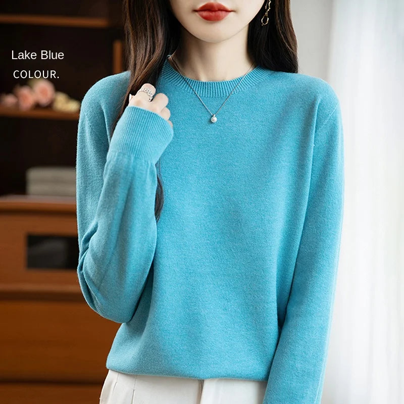“Women’s 100% Velvet O-Neck Sweater”