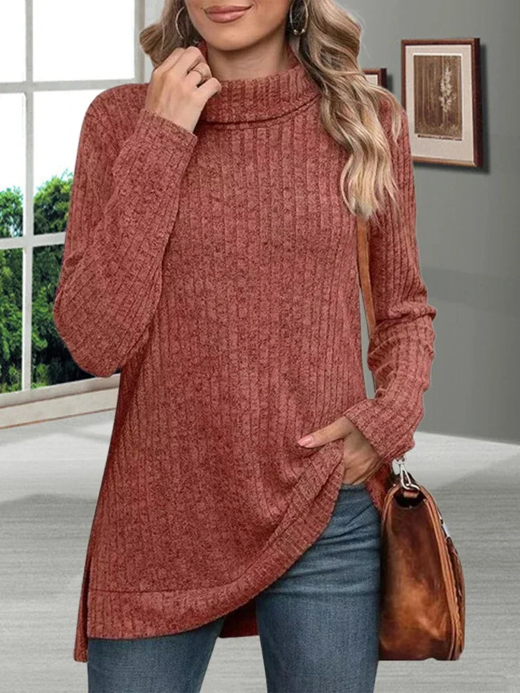 Women’s Thick Knitted Sweater – Autumn Turtleneck Pullover