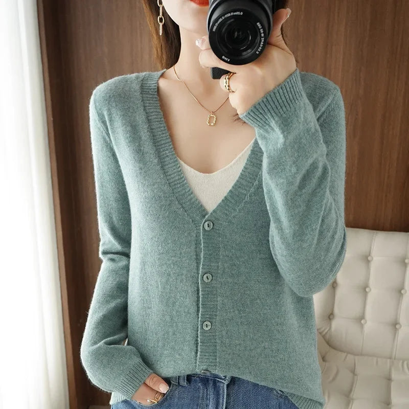“Women’s V-Neck Knit Cardigan”