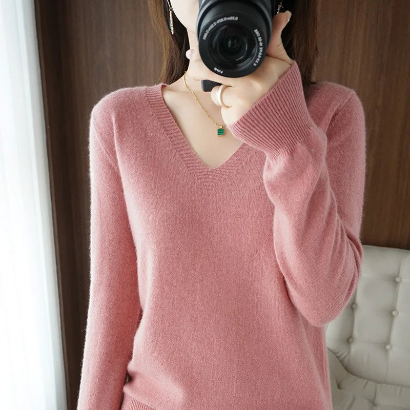 “Women’s Cashmere V-Neck Sweater”