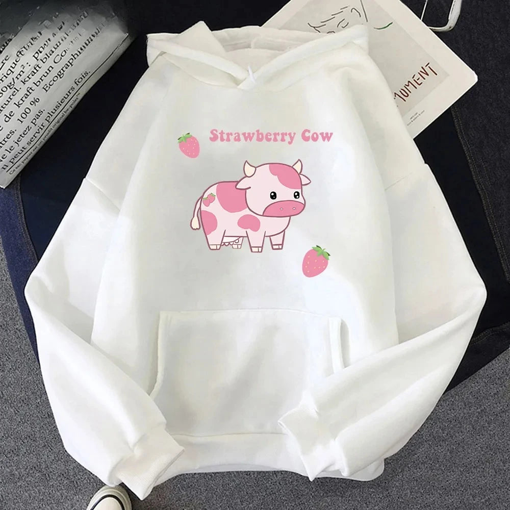 Cow Strawberry Hoodie – Kawaii Pullover