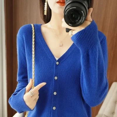 “Women’s V-Neck Knit Cardigan”