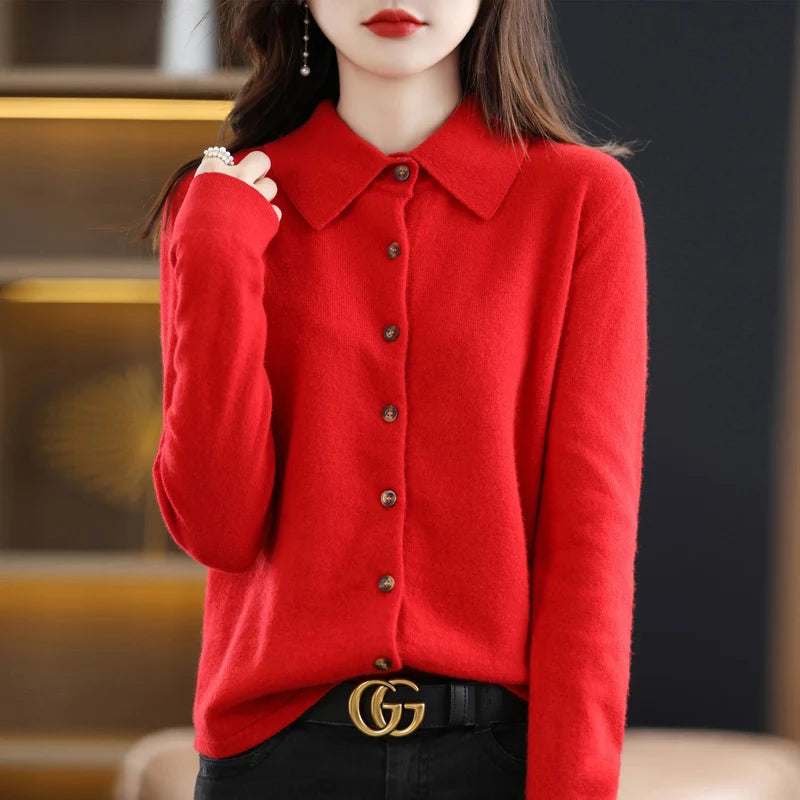 “2024 Women’s Polo Collar Cardigan”