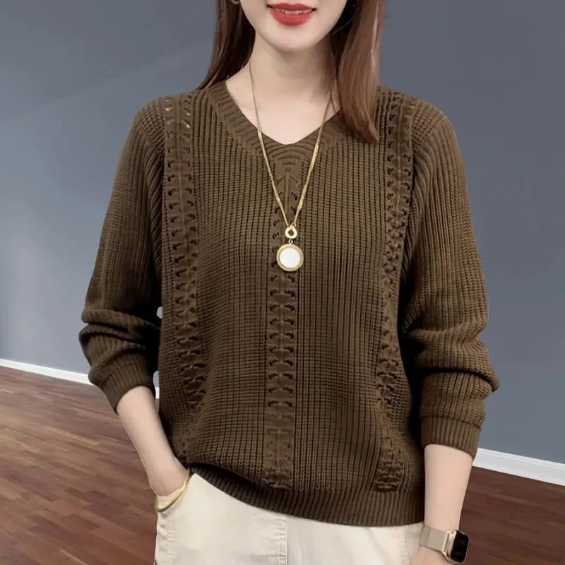 “Women’s V-Neck Knit Sweater”