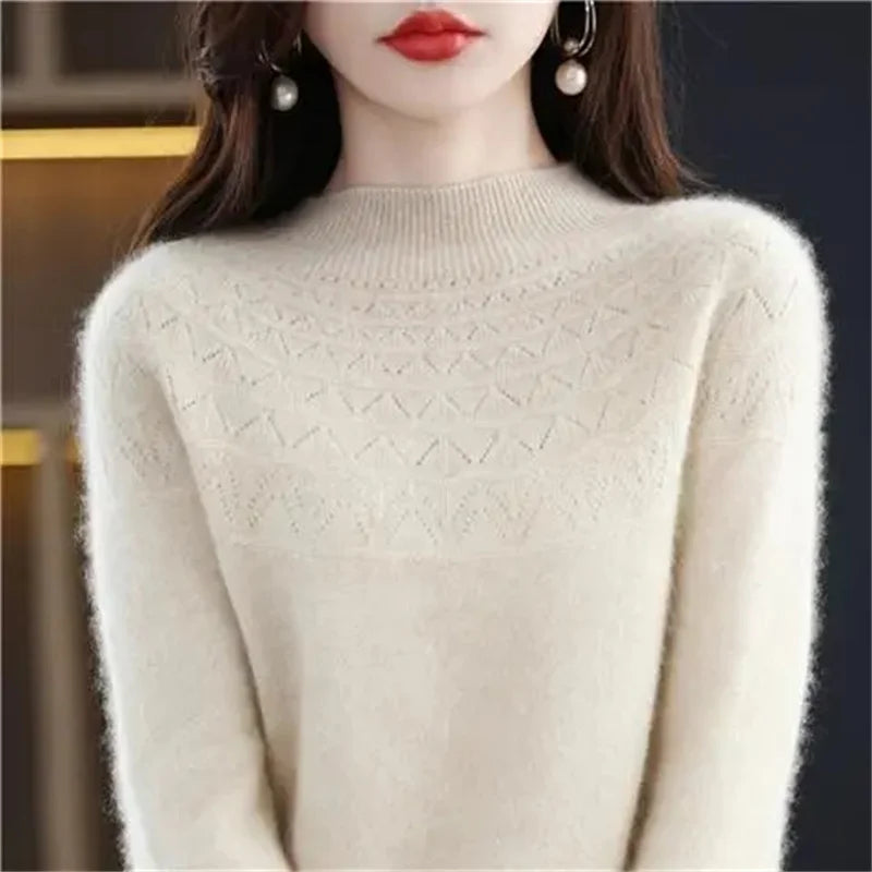 100% Wool Cashmere Sweater – Women’s Autumn/Winter Pullover