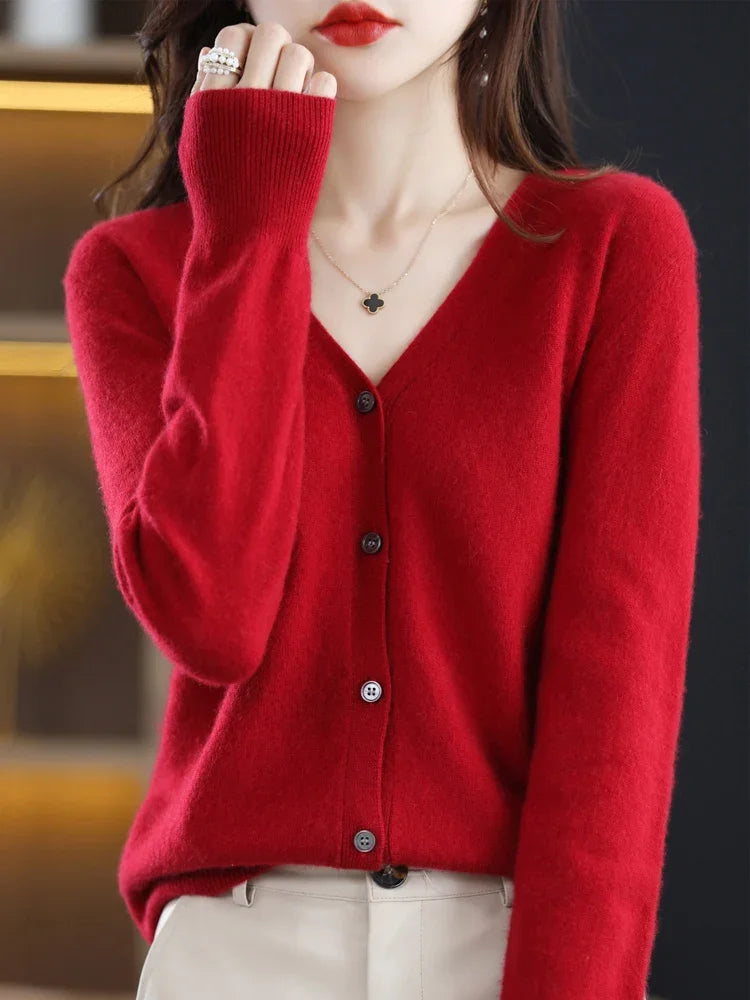 “Women’s V-Neck Knit Cardigan”