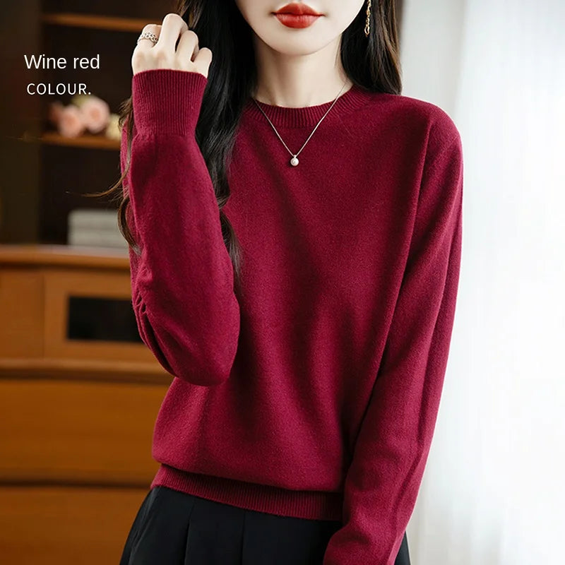 “Women’s 100% Velvet O-Neck Sweater”