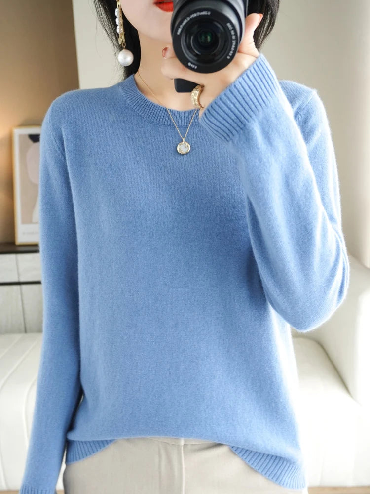 Classic Merino Wool Round Neck Sweater