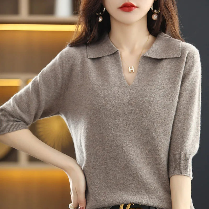 “Women’s 100% Cashmere Short-Sleeve Sweater”