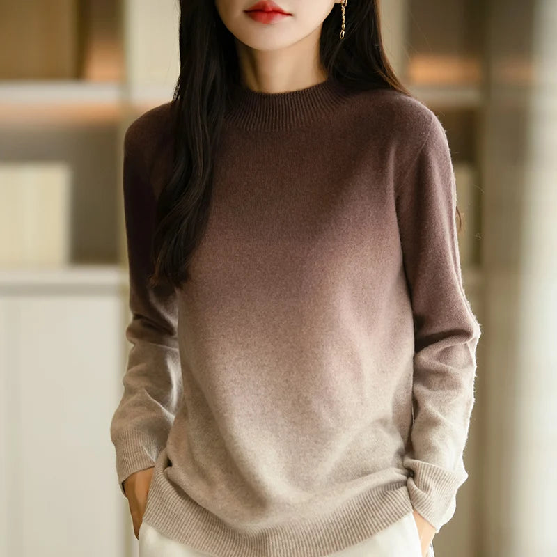 “Women’s Gradient Wool Mock-Collar Sweater”