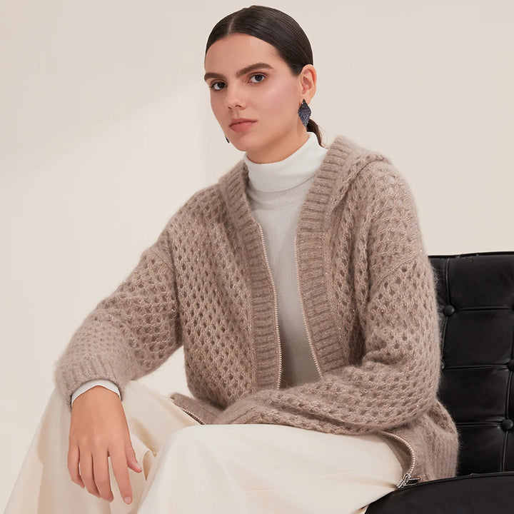 Honeycomb Pattern Knit – Long Sleeve Fall Cardigan