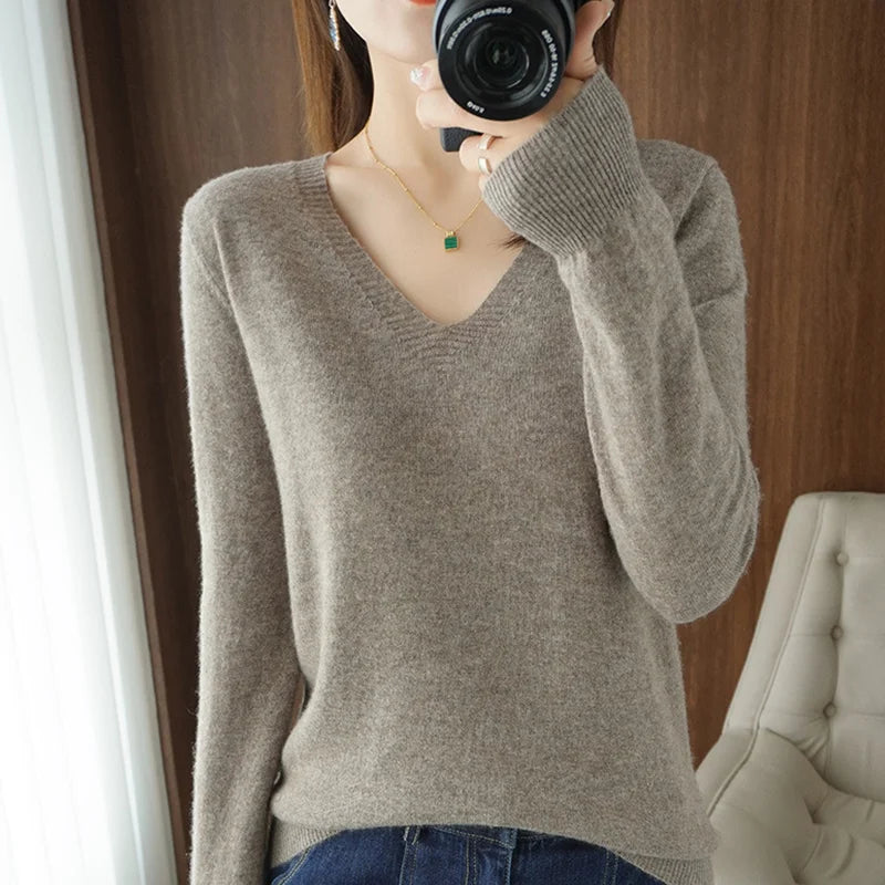 “Women’s Cashmere V-Neck Sweater”