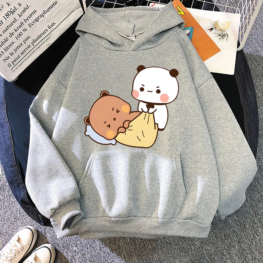 Bubu Panda Bear Print Pullover Hoodie