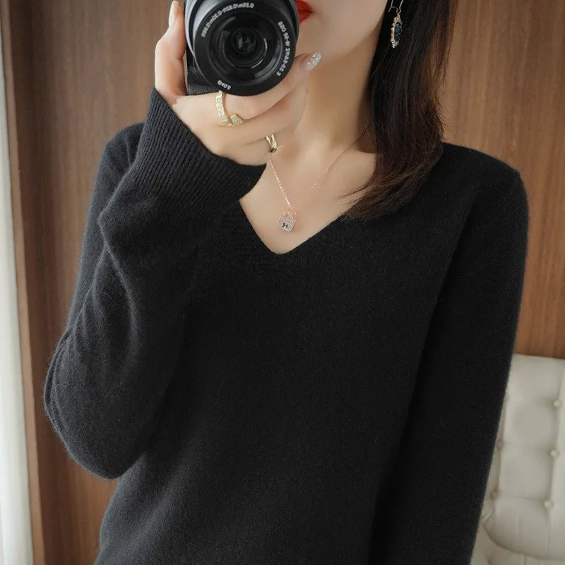“Women’s Cashmere V-Neck Sweater”