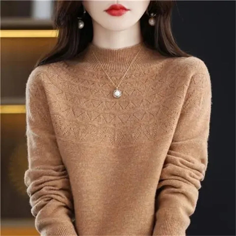 100% Wool Cashmere Sweater – Women’s Autumn/Winter Pullover