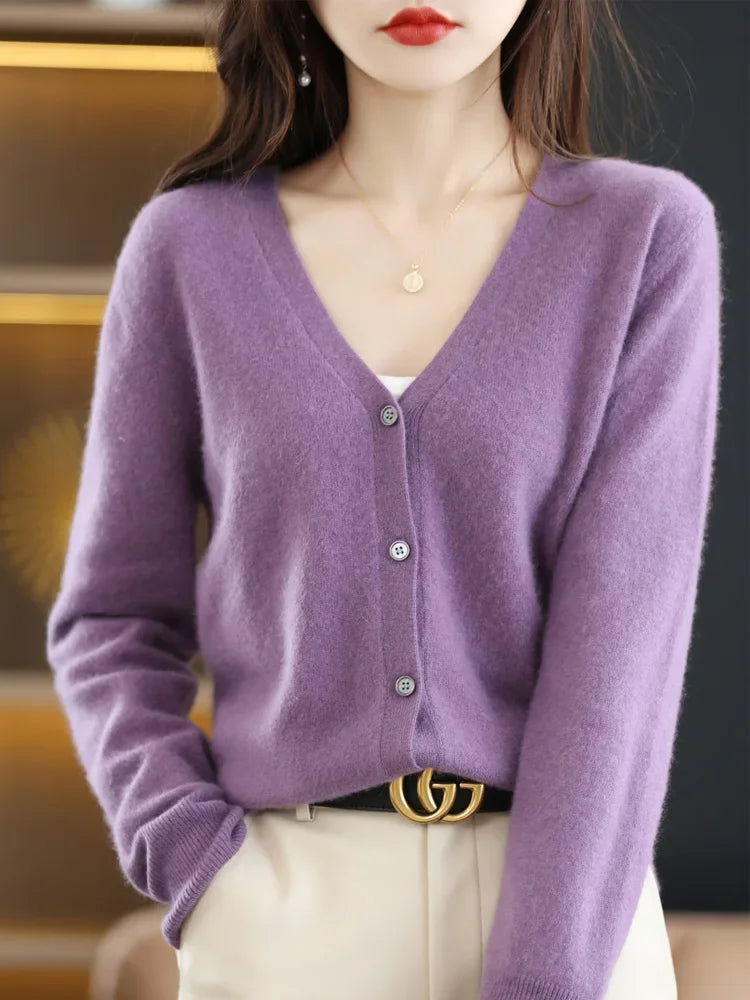 “Women’s V-Neck Knit Cardigan”