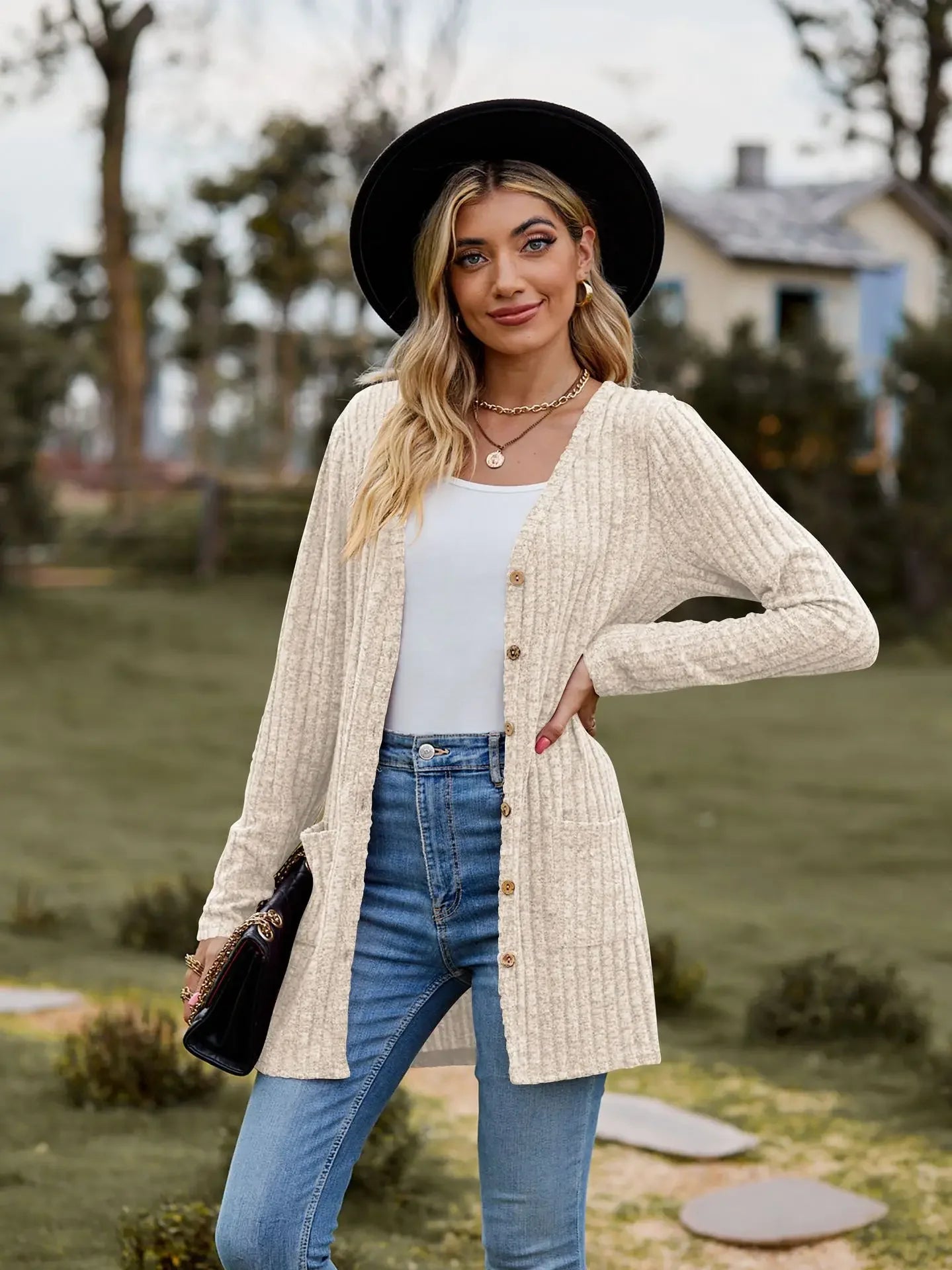 Women’s V-Neck Button Cardigan