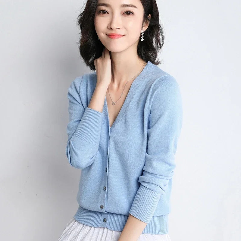 “Women’s V-Neck Knit Cardigan”