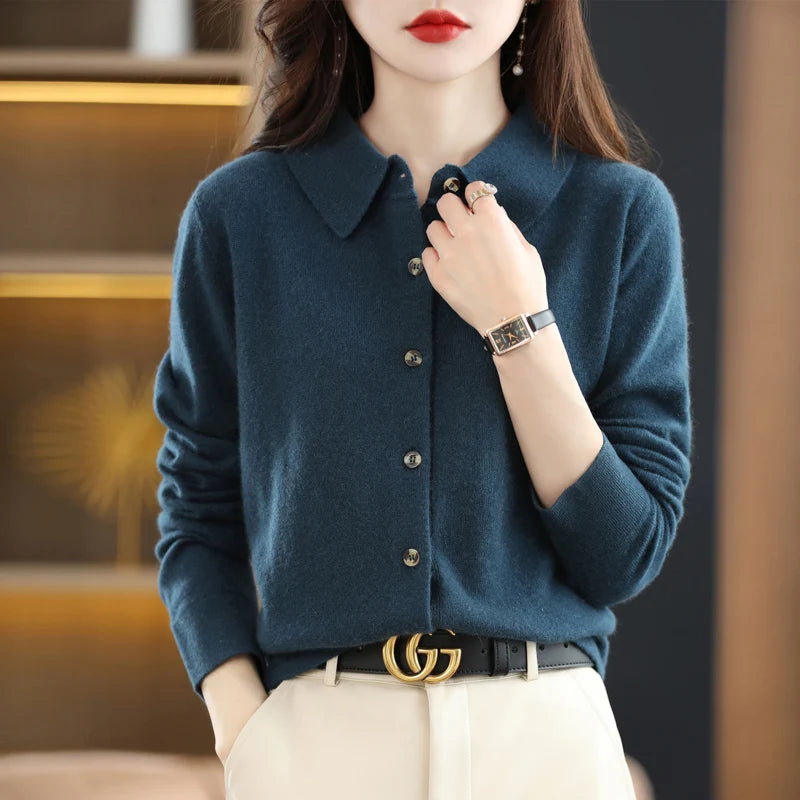 “2024 Women’s Polo Collar Cardigan”