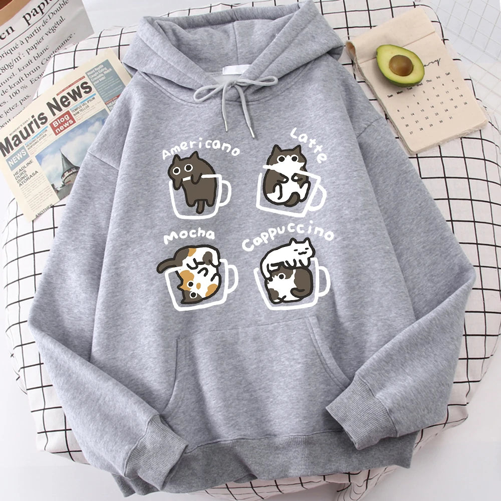 Five Cats in Cup Hoodie – Harajuku Street Sweatshirt