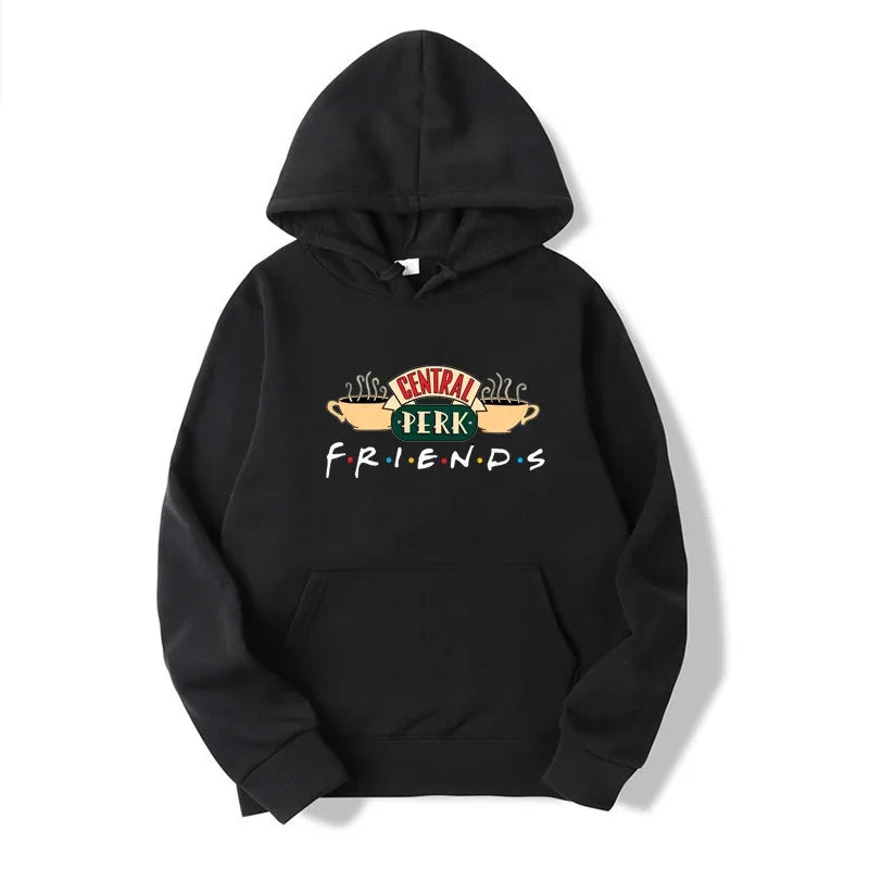 Friends TV Show Hoodie – Women’s Casual Pullover, Coffee Print, Long Sleeve