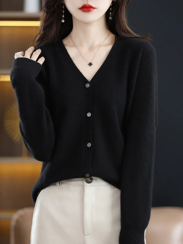“Women’s V-Neck Knit Cardigan”