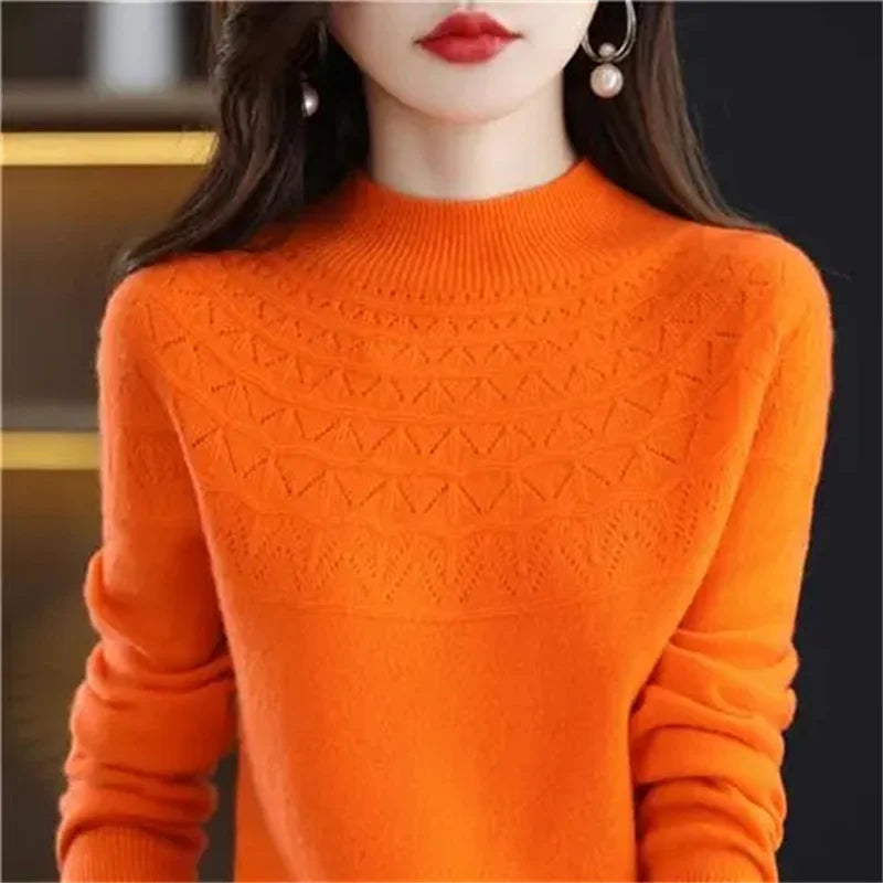 100% Wool Cashmere Sweater – Women’s Autumn/Winter Pullover