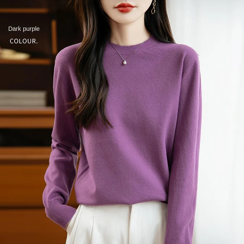 “Women’s 100% Velvet O-Neck Sweater”