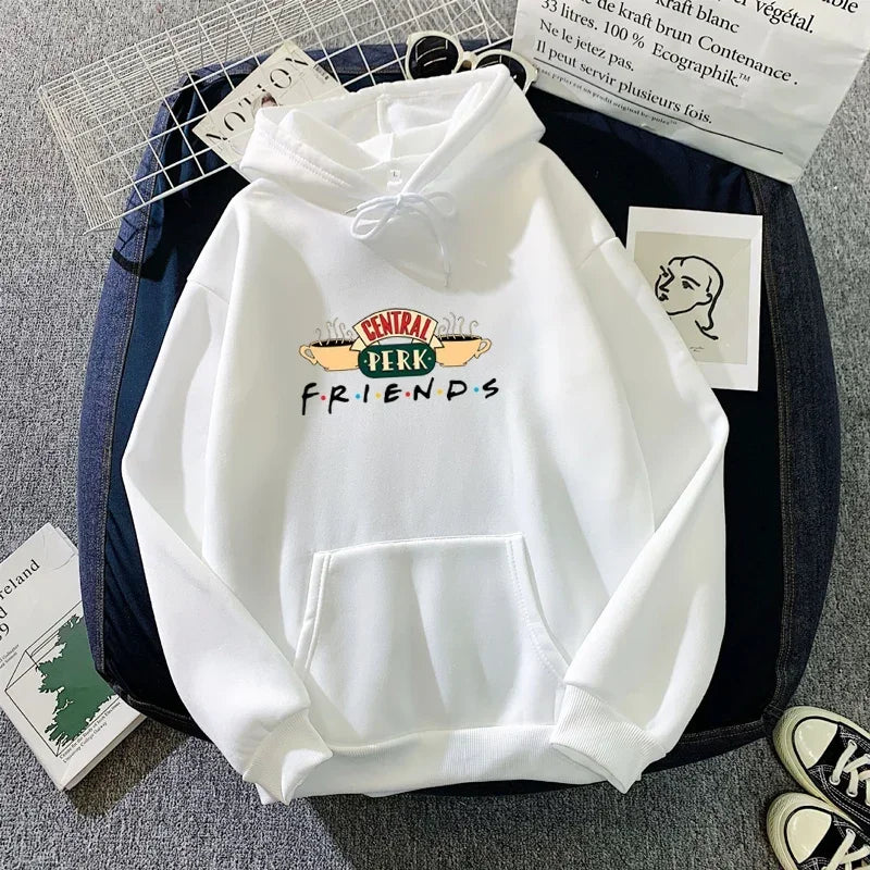 Friends TV Show Hoodie – Women’s Casual Pullover, Coffee Print, Long Sleeve