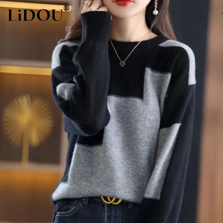 Women’s Contrast Color Oversized Sweater