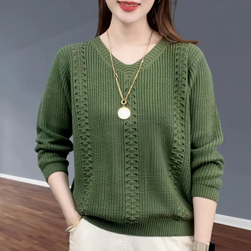 “Women’s V-Neck Knit Sweater”