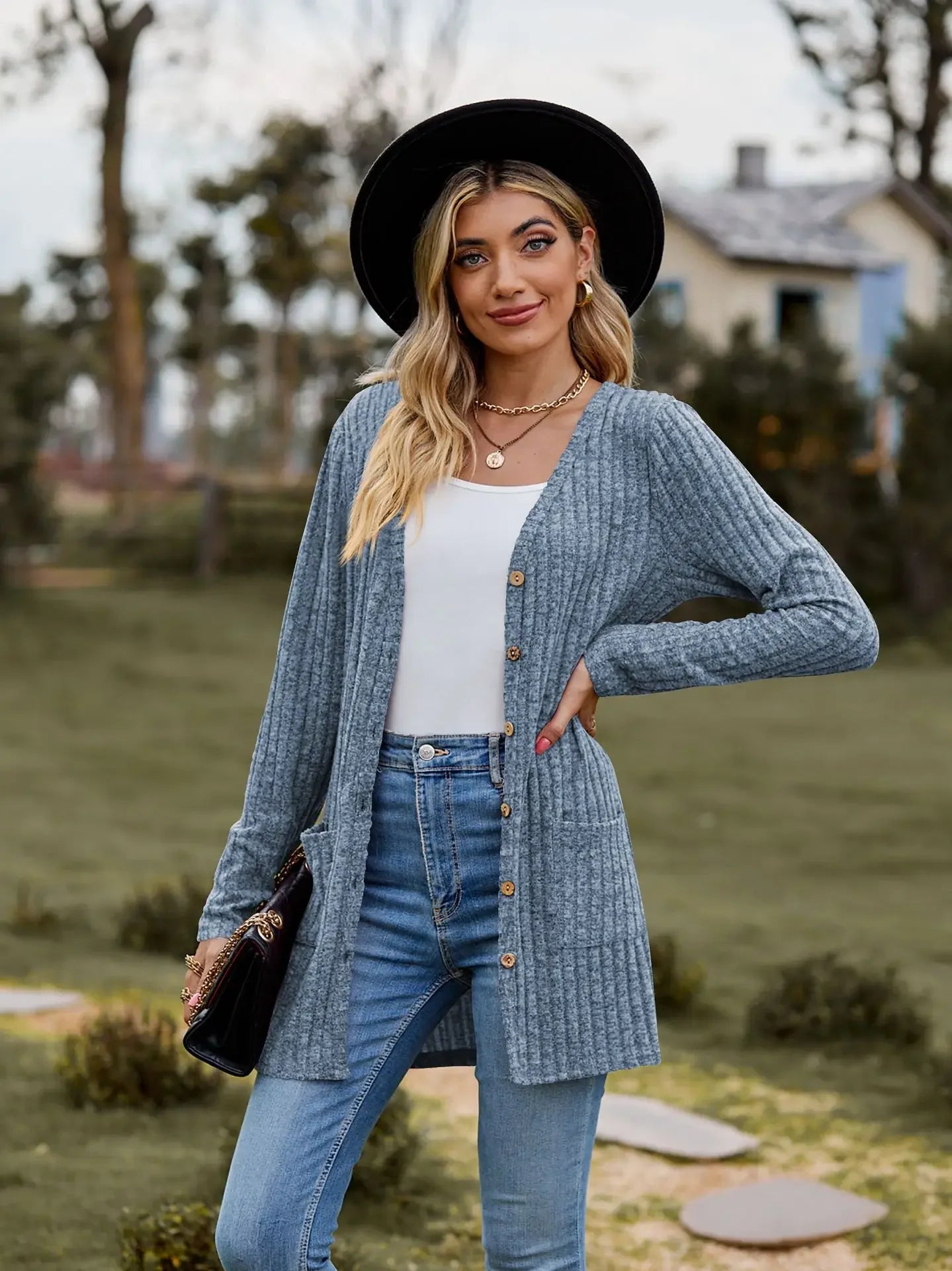 Women’s V-Neck Button Cardigan