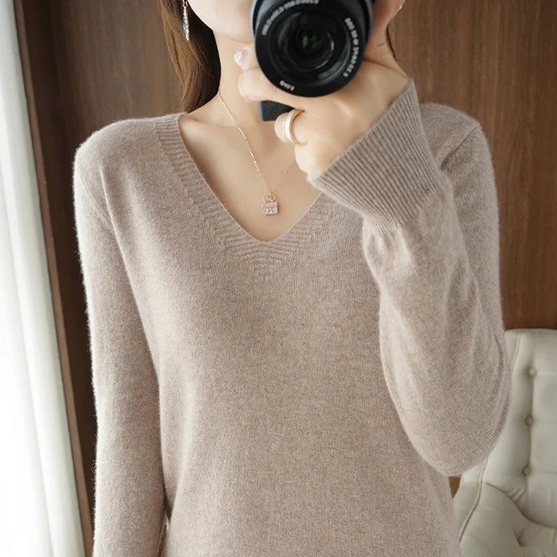 “Women’s Cashmere V-Neck Sweater”