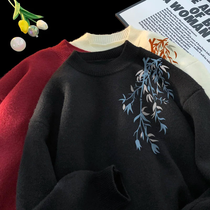 Men’s Oversized White Sweater – 5XL Letter Print